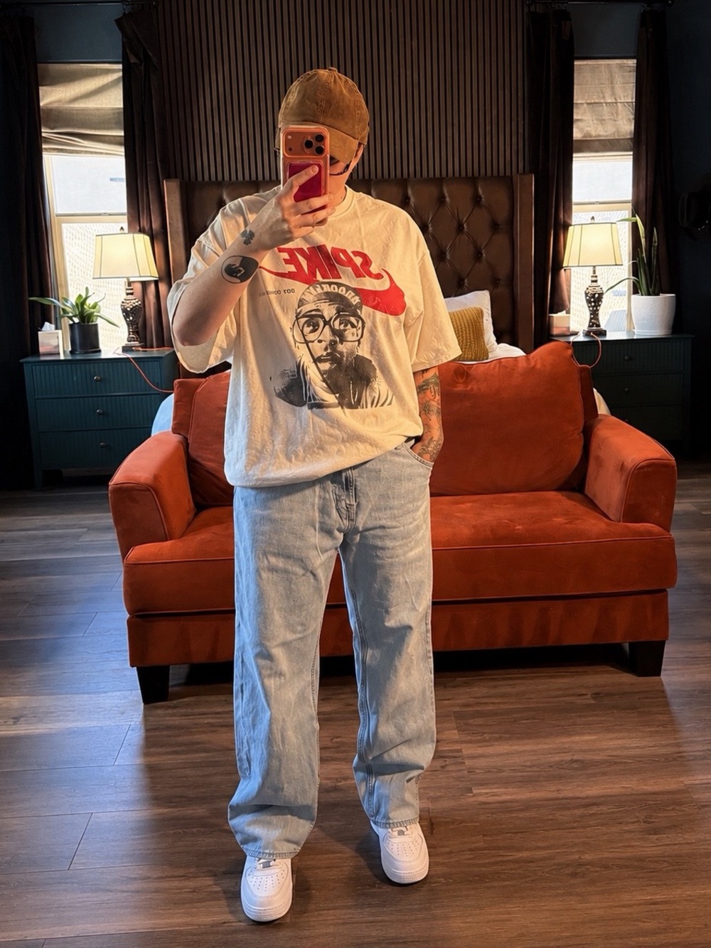 Vintage Spike Lee Nike Graphic Tee 2XL Oversized Streetwear Shirt Cream Y2K